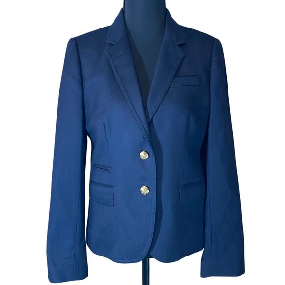J.Crew women’s Schoolboy Blazer Navy Blue Wool Blend Gold Button Size 6 career - Picture 1 of 7